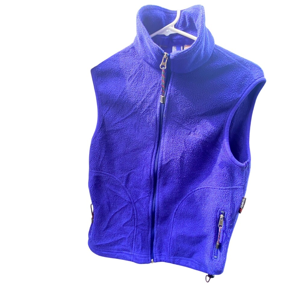 Vtg Woolrich Fleece Vest Womens Small Blue Polartec Outdoor Wear Pocket Full Zip